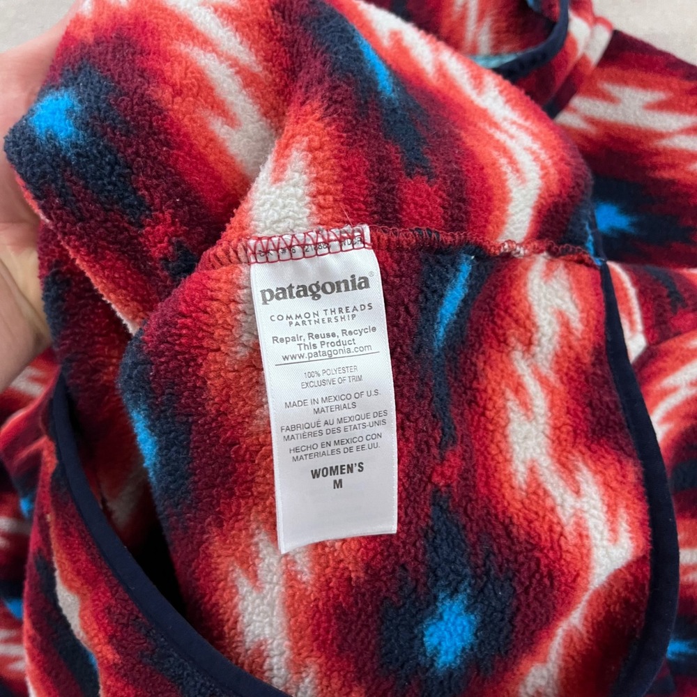 Patagonia Synchilla Snap-T Fleece Womens M Red Blue Geometric Excellent Pullover - Picture 5 of 8
